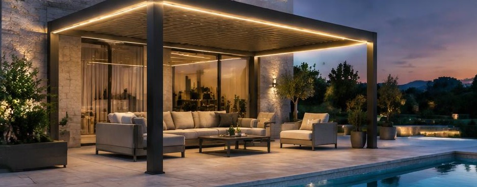 Éclairage périphérique de pergola
