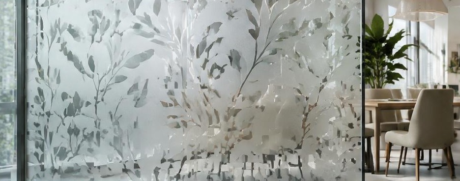Motif végétal translucide sur verre