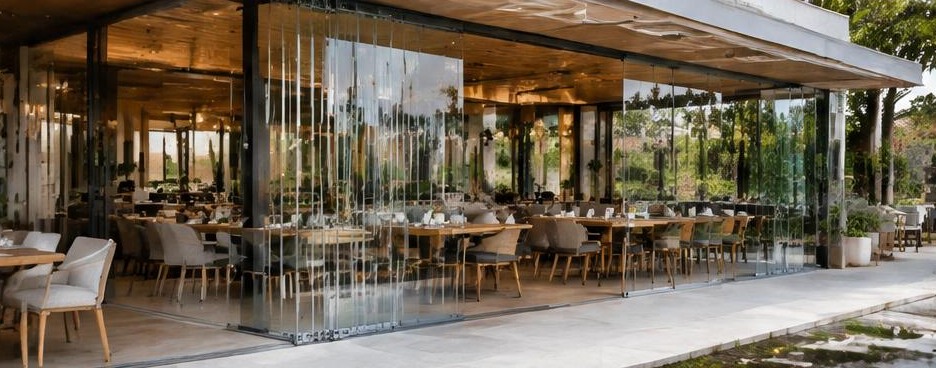 Fermeture vitrée d’une terrasse de restaurant