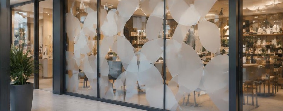 Motif décoratif translucide sur vitrine