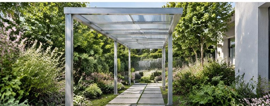 Couverture translucide d’une allée de jardin