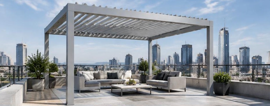 Pergola aluminium sur toit-terrasse