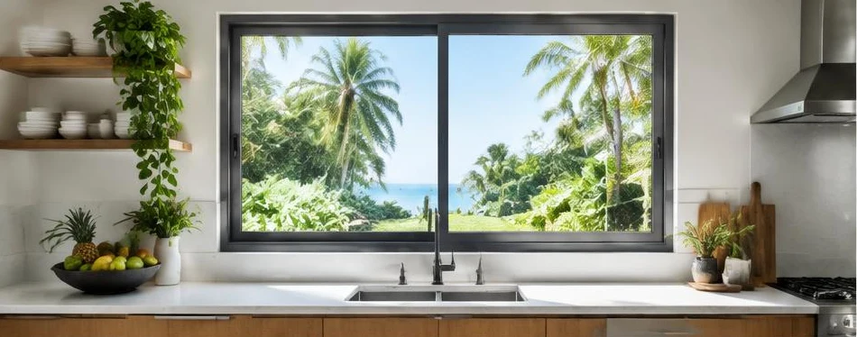 Fenêtre aluminium coulissante — configuration contemporaine 01