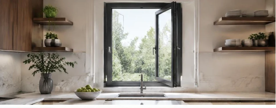 Fenêtre aluminium à la française — configuration contemporaine 01