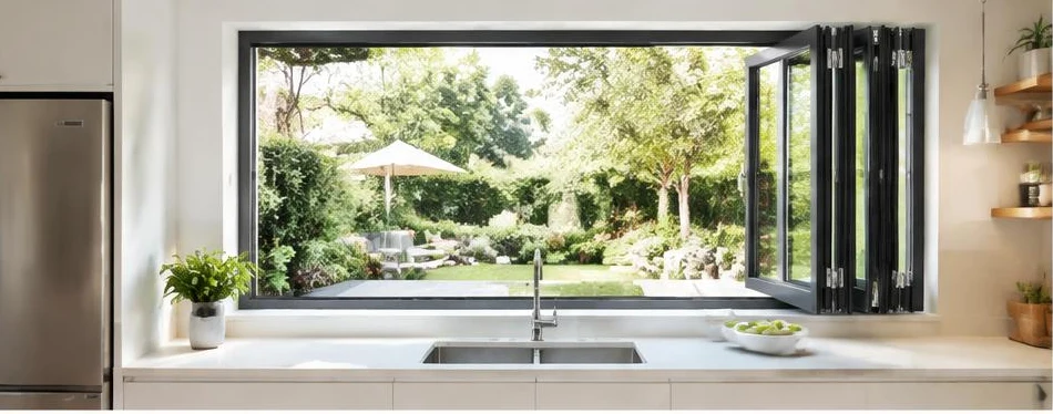 Fenêtre aluminium pliable — configuration contemporaine 01