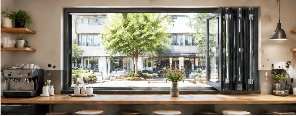 Fenêtre aluminium pliable — configuration contemporaine 02