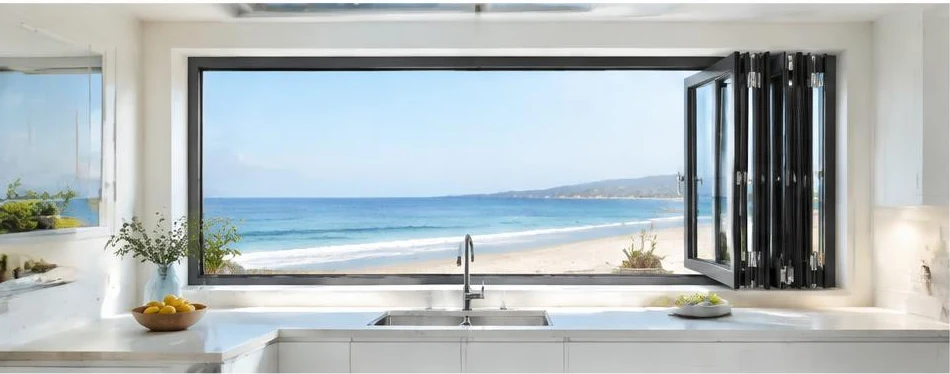 Fenêtre aluminium pliable — configuration contemporaine 07