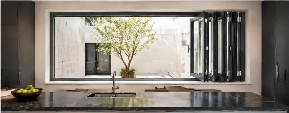 Fenêtre aluminium pliable — configuration contemporaine 10