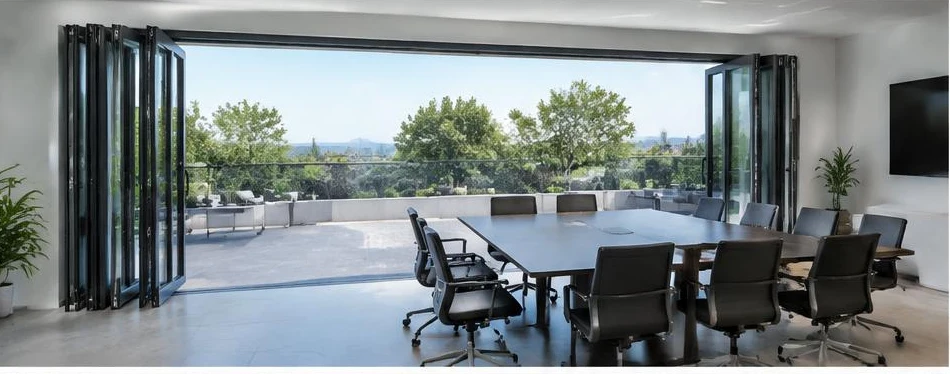 Porte aluminium accordéon — configuration contemporaine 07