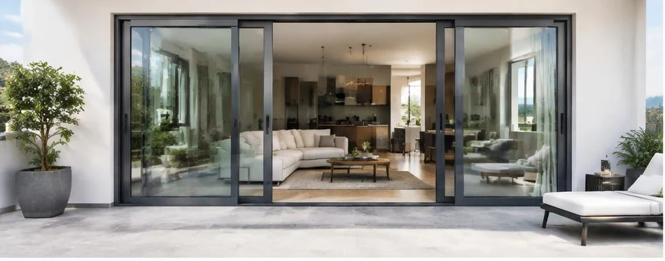 Porte aluminium coulissante — configuration contemporaine 01