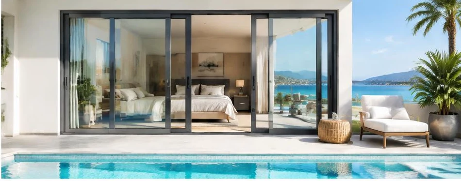 Porte aluminium coulissante — configuration contemporaine 02
