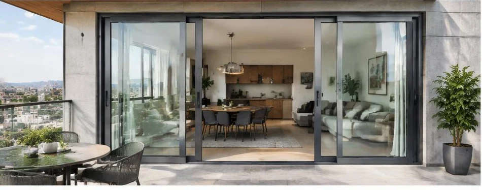 Porte aluminium coulissante — configuration contemporaine 03