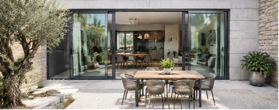 Porte aluminium coulissante — configuration contemporaine 05