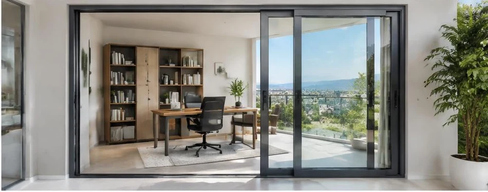 Porte aluminium coulissante — configuration contemporaine 06