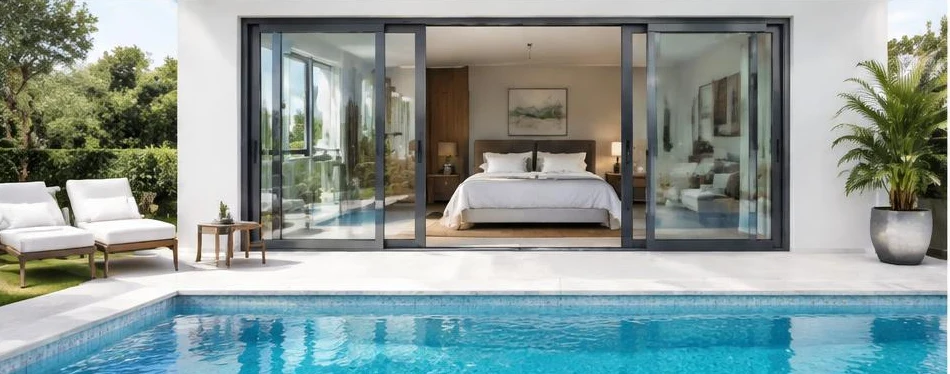 Porte aluminium coulissante — configuration contemporaine 09