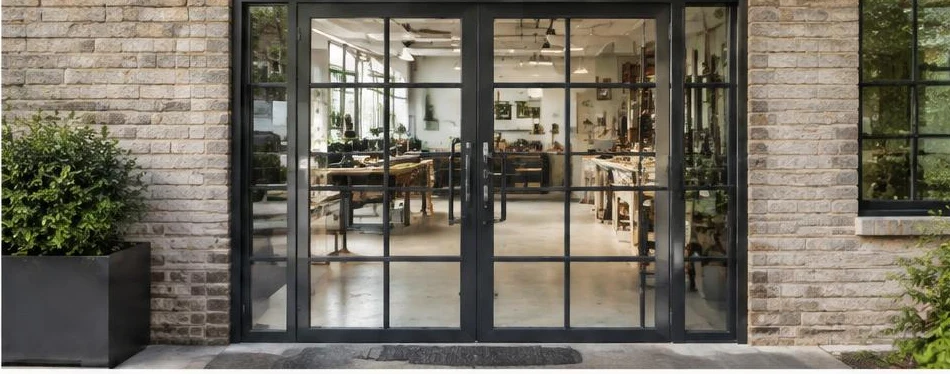 Porte aluminium à la française — configuration contemporaine 02