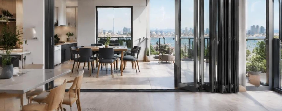 Porte aluminium pliable — configuration contemporaine 09