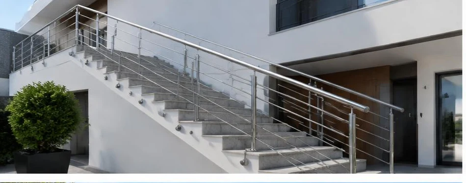 Balustrade 100 % inox — configuration contemporaine 01