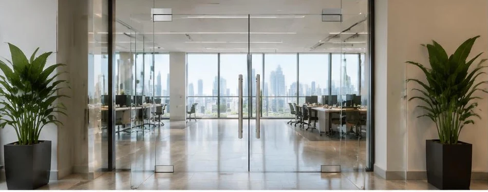 Porte Clarit en verre sans cadre — configuration contemporaine 01