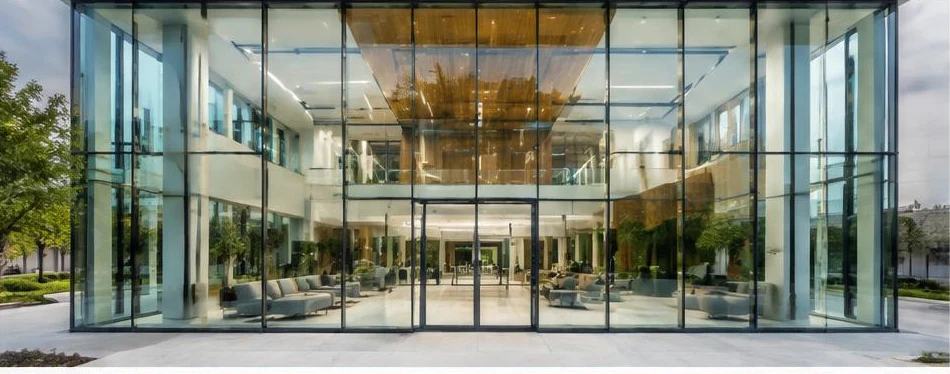 Façade en mur-rideau vitré — configuration contemporaine 03