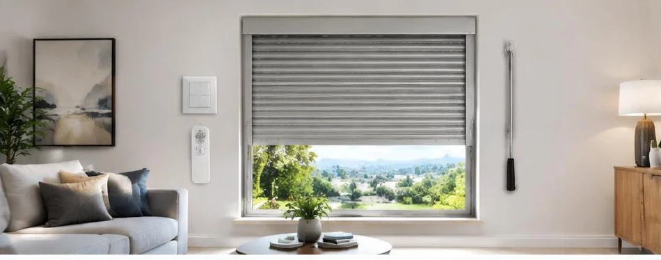 Volet roulant à commande électrique et manuelle — configuration contemporaine 01